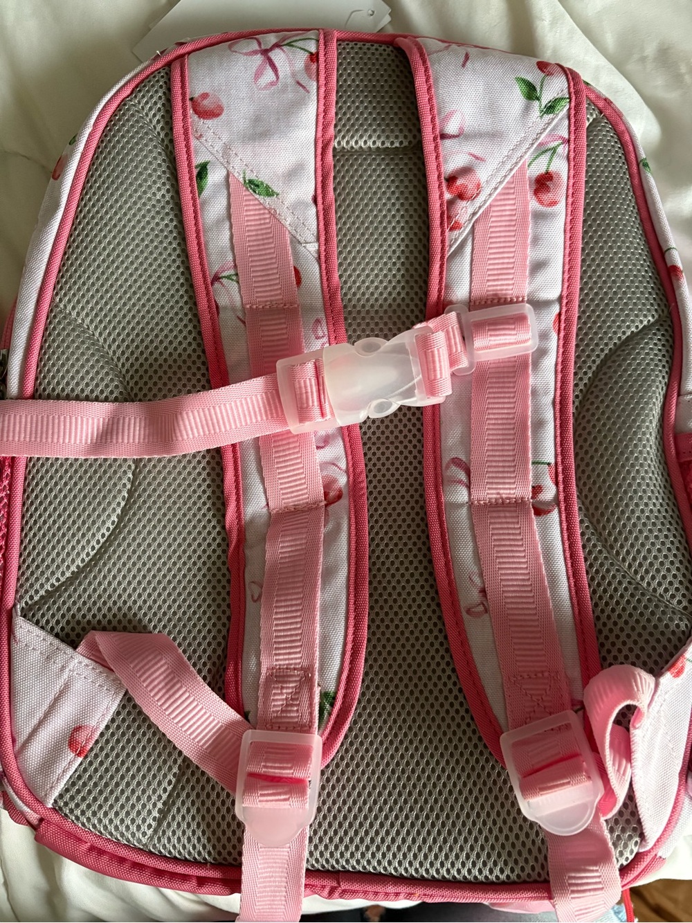 Pottery Barn Kids Mackenzie Small Backpack - Pink Cherry Bow Pattern - Picture 2 of 8